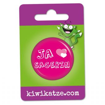 Ansteckbutton Ja-Sagerin an Eurolochkarte